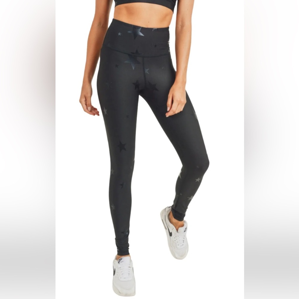 Mono B Foil Star Pattern Full Length Leggings